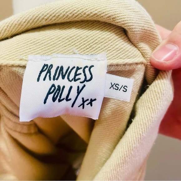 Princess Polly Cream Denim Jacket XS/S X-Small/Small 100% Cotton - Picture 3 of 4